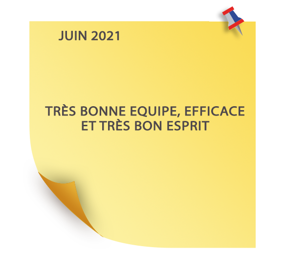 Post-it d'avis d'un client du mois de juin 2021