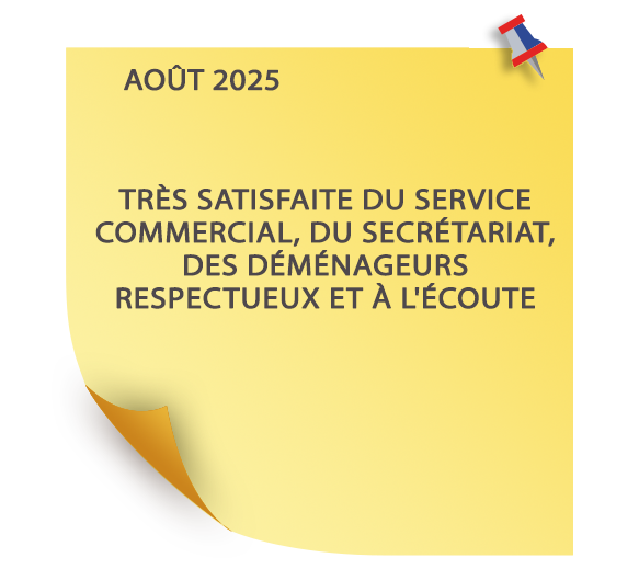 Post-it d'avis d'un client du mois d'août 2025