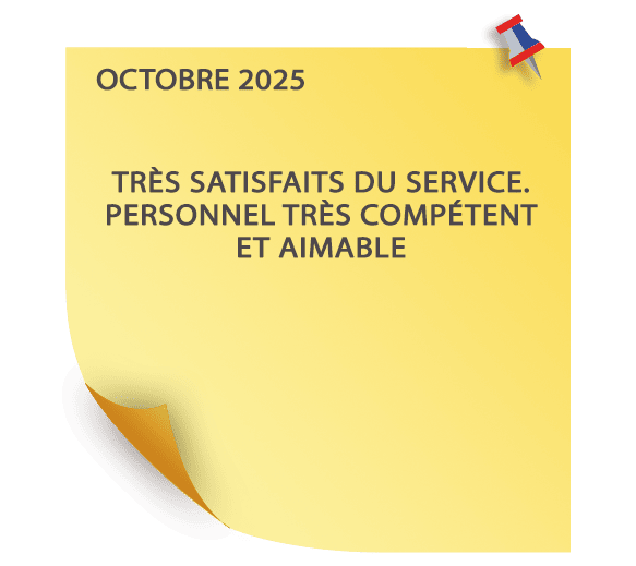 Post-it d'avis d'un client octobre 2025